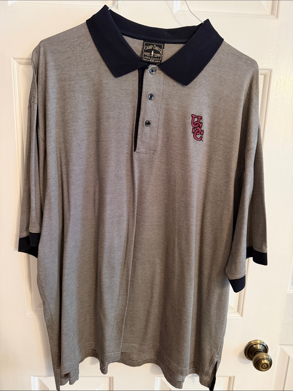 Men's Grey Polo with Navy Trim